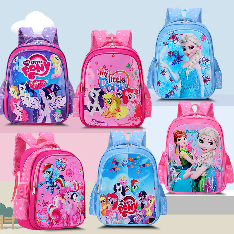 Foreign Trade Primary School Student Schoolbag Pu Cartoon Children&#039;s Schoolbag Grade 1-3 Backpack for Reducing Burden Factory Wholesale