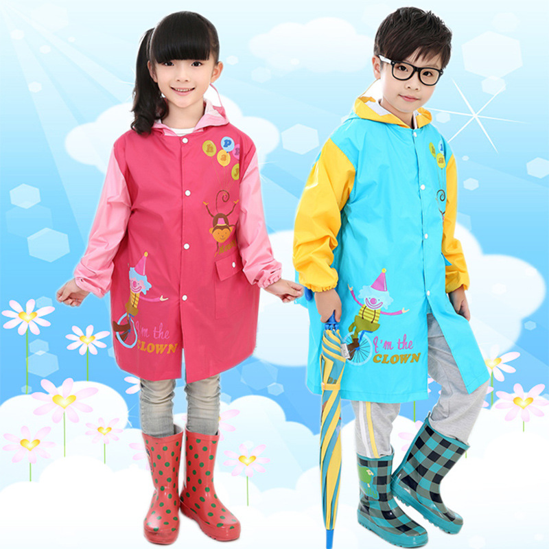 Korean Children&#039;s Raincoat Thickened Nylon Cartoon Fashion Raincoat Primary School Students with Schoolbag Seat Boys and Girls Poncho Customization