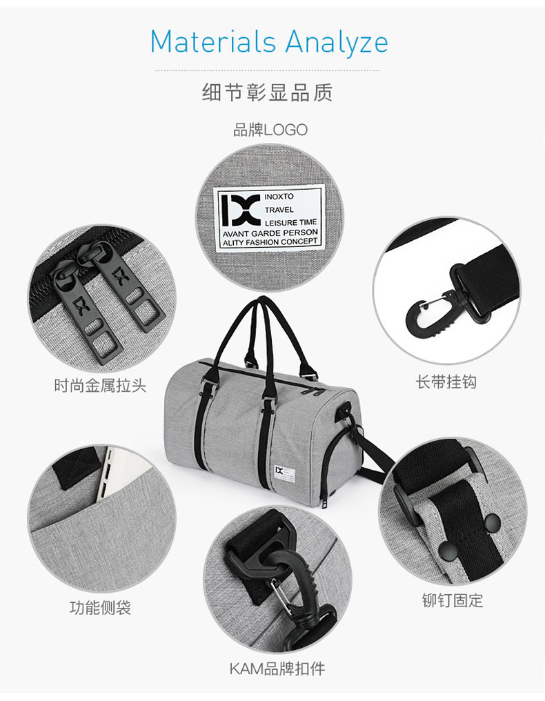 Cross-Border Cylinder Travel Shoulder Bag Crossbody Bag with Shoe Compartments Gym Bag Portable Travel Bag Yoga Sports Bag 8058 Cross-Border Cylinder Travel Shoulder Bag Crossbody Bag with Shoe Compartments Gym Bag Portable Travel Bag Yoga Sports Bag 8058