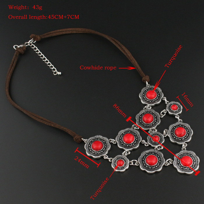 New style antique silver alloy necklace fashion flower necklace loose stone necklace short accessories wholesale New style antique silver alloy necklace fashion flower necklace loose stone necklace short accessories wholesale