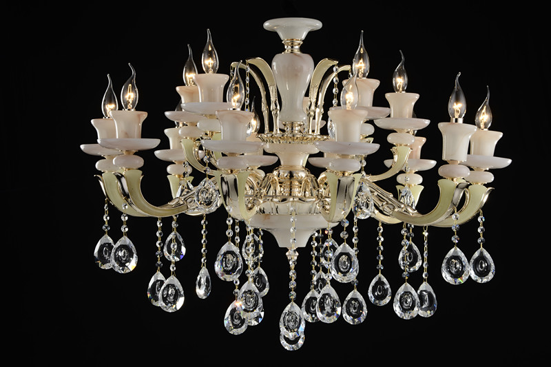Zinc alloy crystal chandelier living room luxury stone villas duplex floor lamp 