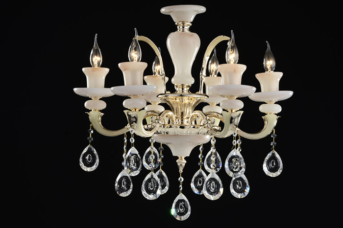 Zinc alloy crystal chandelier living room luxury stone villas duplex floor lamp Zinc alloy crystal chandelier living room luxury stone villas duplex floor lamp