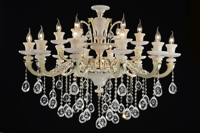 Zinc alloy crystal chandelier living room luxury stone villas duplex floor lamp Zinc alloy crystal chandelier living room luxury stone villas duplex floor lamp