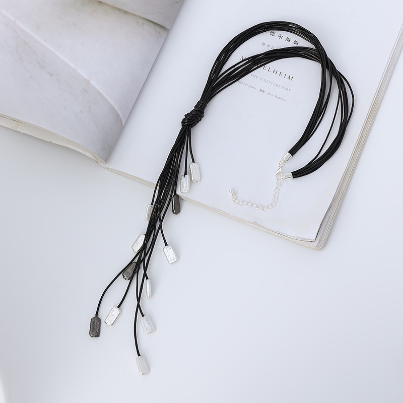 2021 Autumn and Winter New Necklace European and American Retro Natural Stone High-Grade Tassel Sweater Chain Ladies Alloy Long Necklace