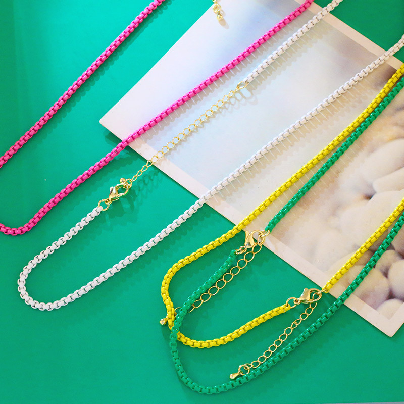 European and American Personalized Bohemian Candy Color Necklace Clavicle Chain Short Ins Color Choker Pure Necklace Female Nkw01