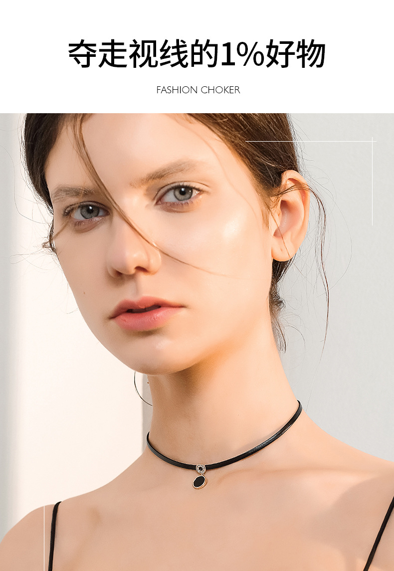 Korean Style Choker Neck Necklace Female Clavicle Chain Short Neckband Black Dark Series Internet Celebrity Decorative Necklace Tide Korean Style Choker Neck Necklace Female Clavicle Chain Short Neckband Black Dark Series Internet Celebrity Decorative Necklace Tide