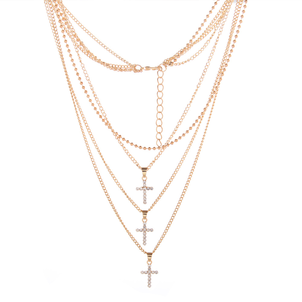 European and American Jewelry All-Match Fashion Multi-Layer Cross Necklace Popular All-Matching Harajuku Choker Necklace