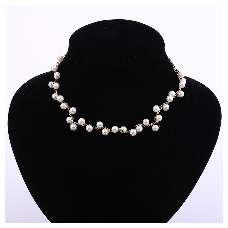 Foreign trade exaggerated wave pearl necklace Korean version simple clavicle choker necklaces jewelry alloy collar manufacturers wholesale
