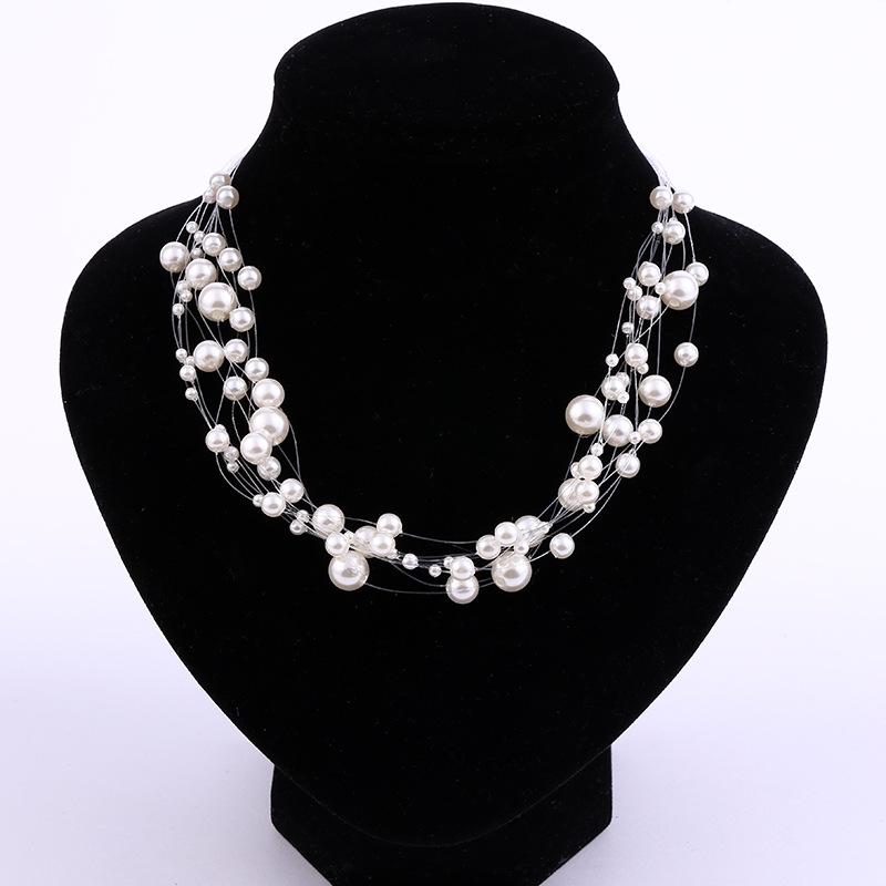 Foreign trade exaggerated wave pearl necklace Korean version simple clavicle choker necklaces jewelry alloy collar manufacturers wholesale Foreign trade exaggerated wave pearl necklace Korean version simple clavicle choker necklaces jewelry alloy collar manufacturers wholesale