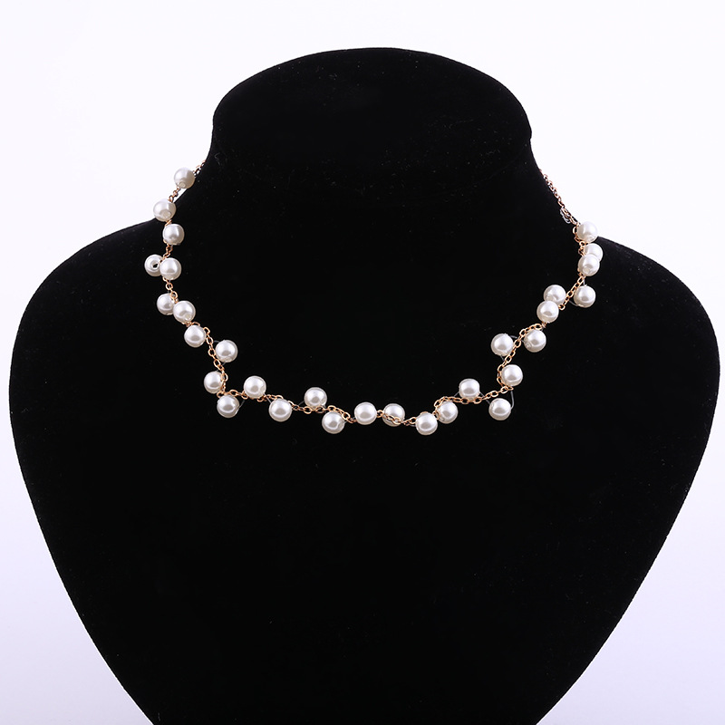 Foreign trade exaggerated wave pearl necklace Korean version simple clavicle choker necklaces jewelry alloy collar manufacturers wholesale Foreign trade exaggerated wave pearl necklace Korean version simple clavicle choker necklaces jewelry alloy collar manufacturers wholesale