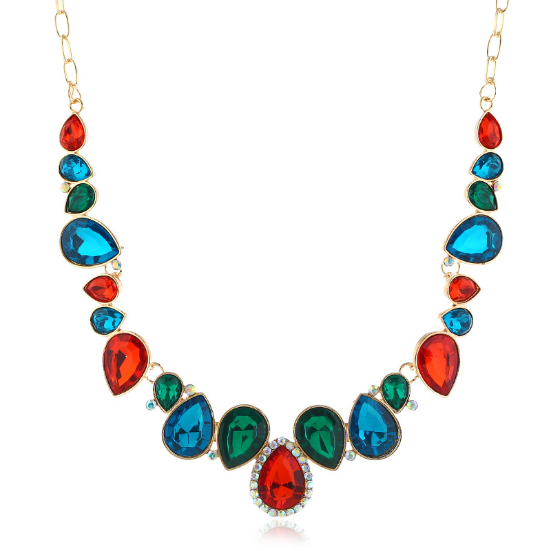 European and American exaggerated necklace collarbone chain short style female decorative necklace drop set diamond alloy jewelry wholesale choker