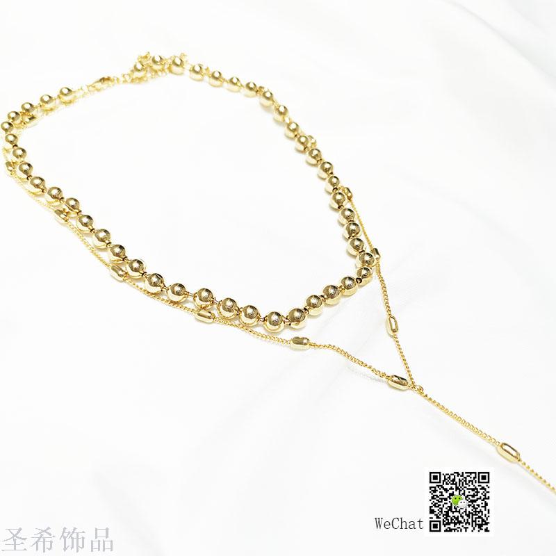 New double layer sweater chain contracted clavicle chain \&#034;women long multi - layer jewelry choker 100 collocation act the role of double necklace