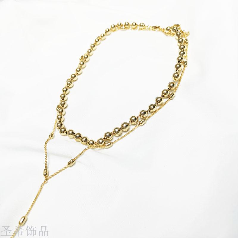 New double layer sweater chain contracted clavicle chain \"women long multi - layer jewelry choker 100 collocation act the role of double necklace New double layer sweater chain contracted clavicle chain \"women long multi - layer jewelry choker 100 collocation act the role of double necklace