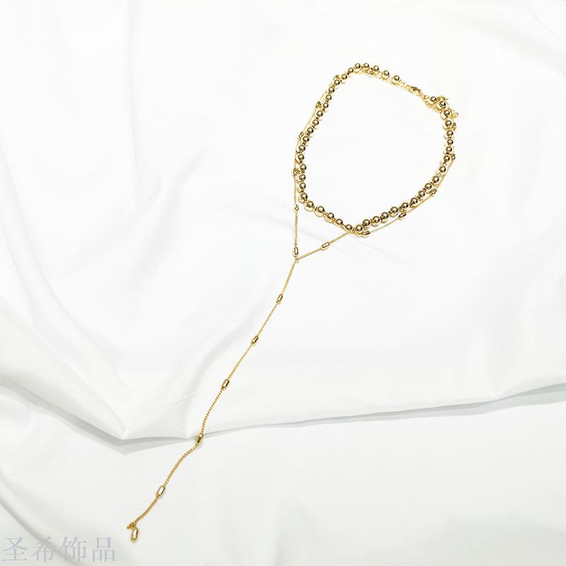 New double layer sweater chain contracted clavicle chain \"women long multi - layer jewelry choker 100 collocation act the role of double necklace New double layer sweater chain contracted clavicle chain \"women long multi - layer jewelry choker 100 collocation act the role of double necklace