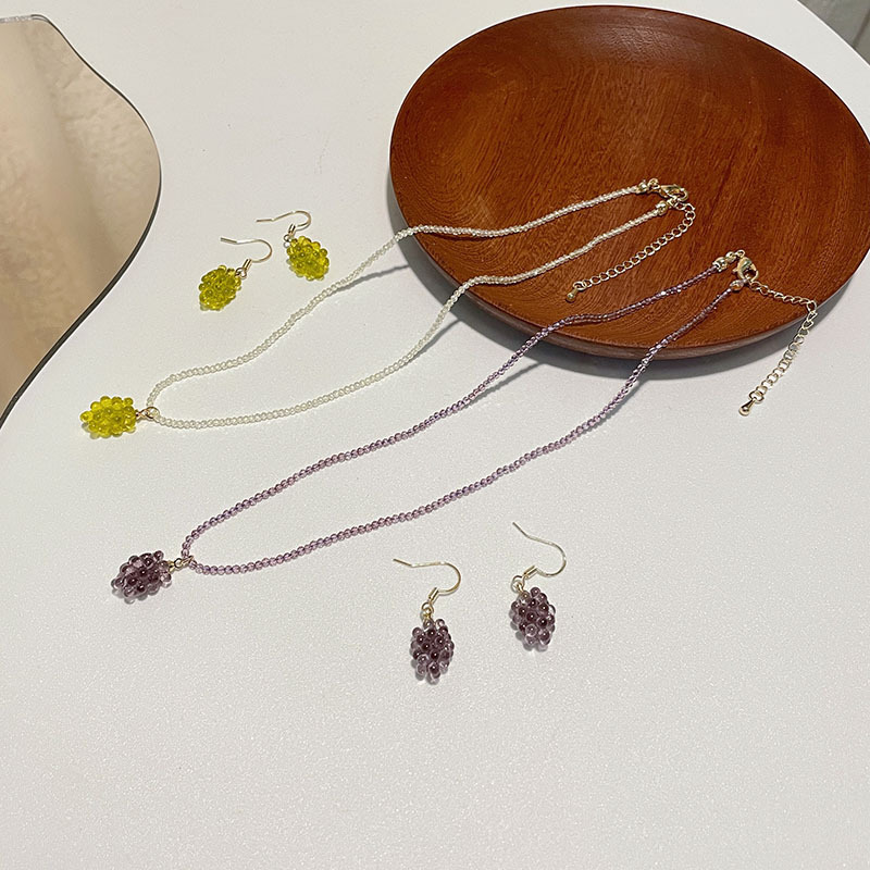 Succulent Grape Small Rice-Shaped Beads Beads of Necklace Collar Woven Choker Cute Girl Clavicle Chain Ear Hook