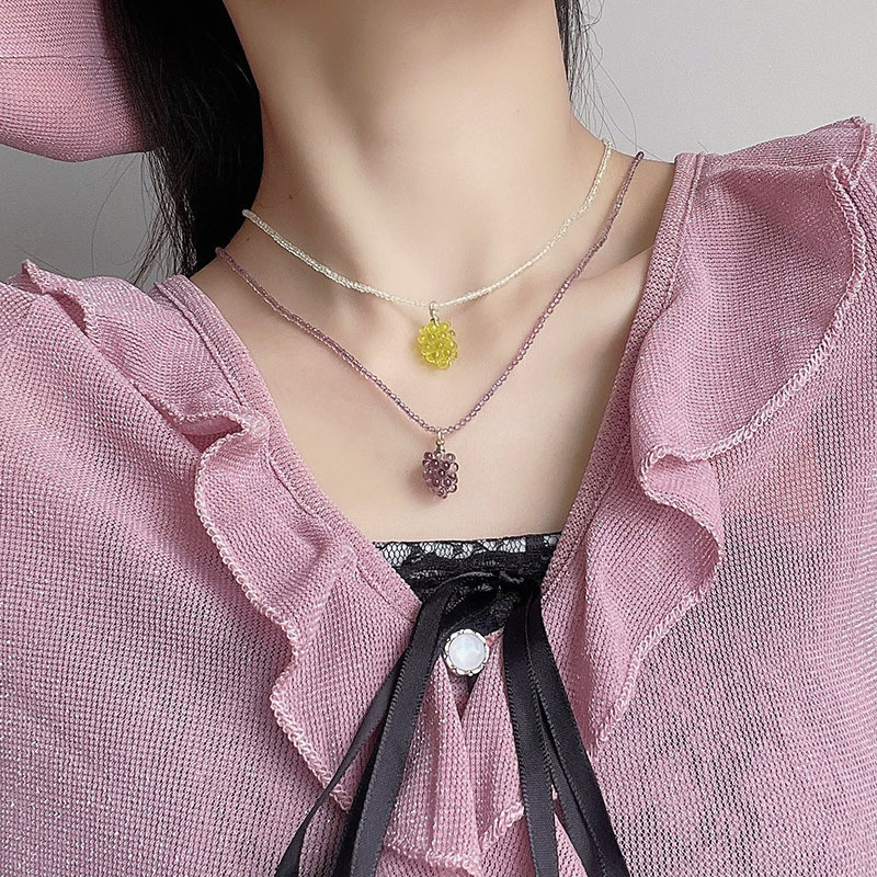 Succulent Grape Small Rice-Shaped Beads Beads of Necklace Collar Woven Choker Cute Girl Clavicle Chain Ear Hook Succulent Grape Small Rice-Shaped Beads Beads of Necklace Collar Woven Choker Cute Girl Clavicle Chain Ear Hook