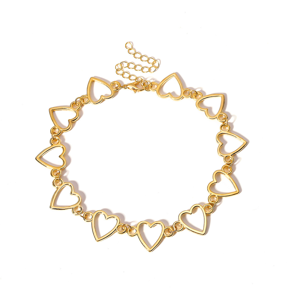 Retro Girl&#039;s Court Hollow Necklace Choker Clavicle Chain Necklace Women&#039;s Cross-Border Hip Hop Accessories Peach Heart Necklace