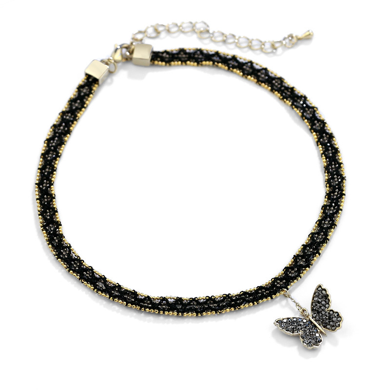 Korean Black Double Layers Clavicle Chain Simple and Short Choker Collar and Neck Ornament Jin Necklace Necklace Female Neck Band