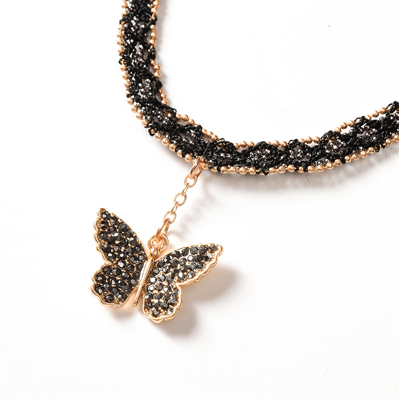 Korean Black Double Layers Clavicle Chain Simple and Short Choker Collar and Neck Ornament Jin Necklace Necklace Female Neck Band