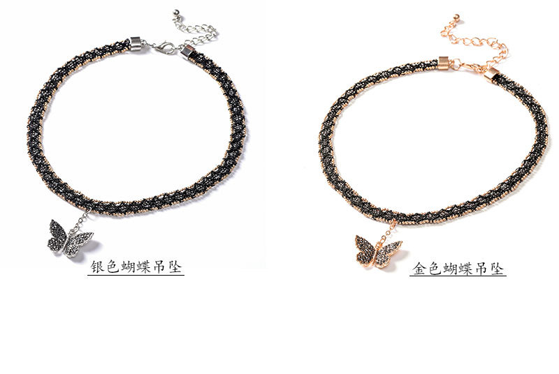 Korean Black Double Layers Clavicle Chain Simple and Short Choker Collar and Neck Ornament Jin Necklace Necklace Female Neck Band