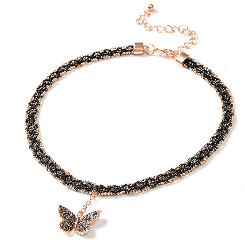 Korean Black Double Layers Clavicle Chain Simple and Short Choker Collar and Neck Ornament Jin Necklace Necklace Female Neck Band