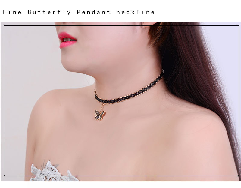 Korean Black Double Layers Clavicle Chain Simple and Short Choker Collar and Neck Ornament Jin Necklace Necklace Female Neck Band