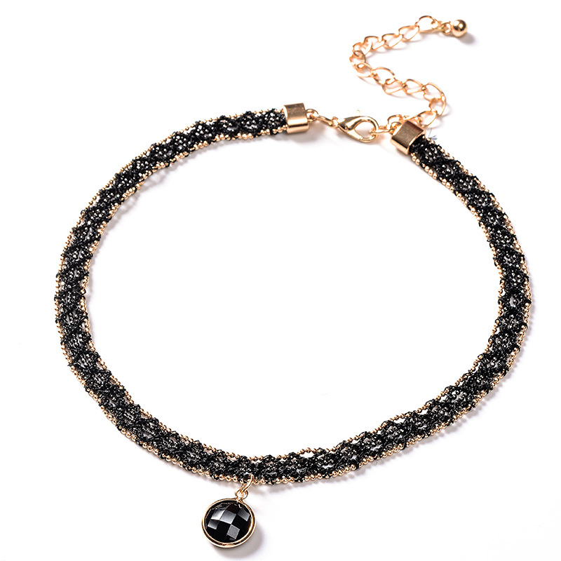 Korean Black Double Layers Clavicle Chain Simple and Short Choker Collar and Neck Ornament Jin Necklace Necklace Female Neck Band