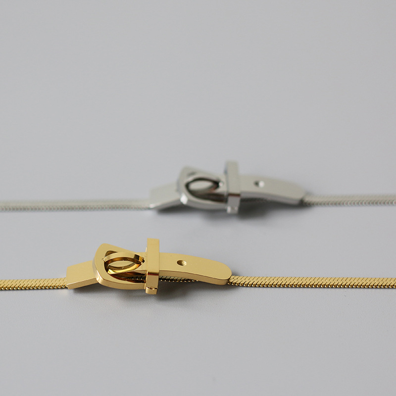 Whale Rain Ornament Belt Buckle Snake Bone Necklace Choker Necklace Necklace Titanium Steel Plated 18K Gold and Silver Color Color Retention