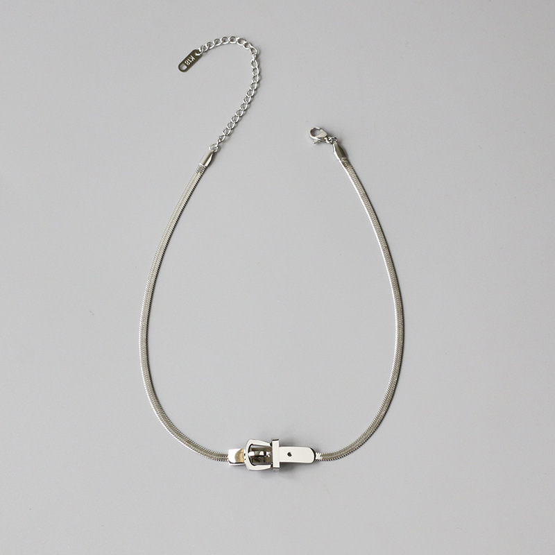 Whale Rain Ornament Belt Buckle Snake Bone Necklace Choker Necklace Necklace Titanium Steel Plated 18K Gold and Silver Color Color Retention