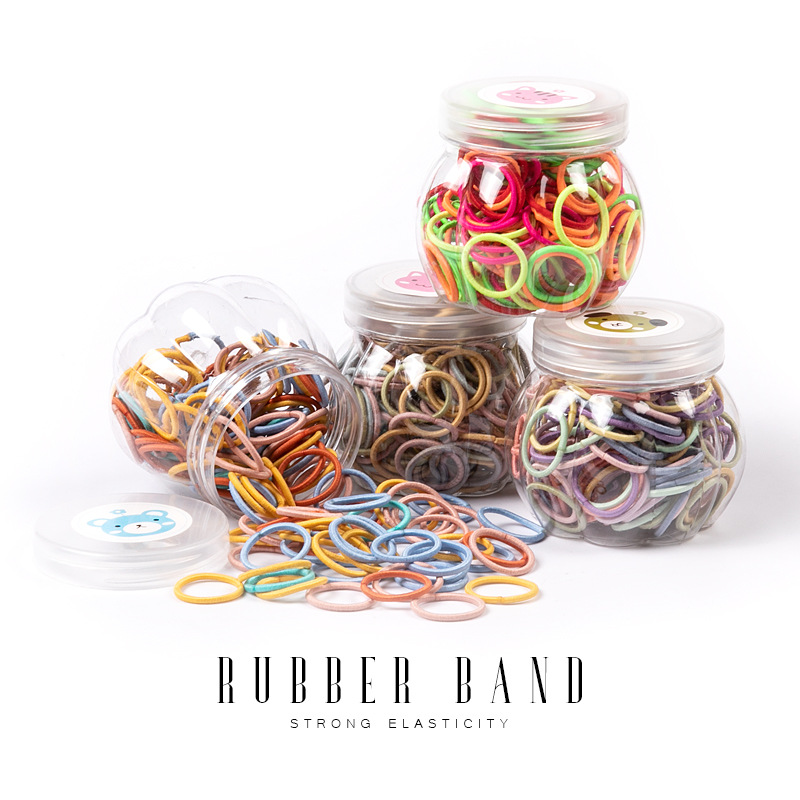 100 Bottled Hot Bracelet Rubber Band High Elastic Nylon Hair Ring Macaron Color Series Not Easy to Break Light Plate Ring Ring