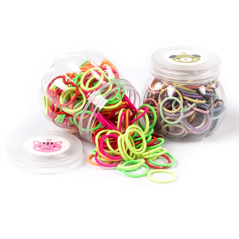 100 Bottled Hot Bracelet Rubber Band High Elastic Nylon Hair Ring Macaron Color Series Not Easy to Break Light Plate Ring Ring