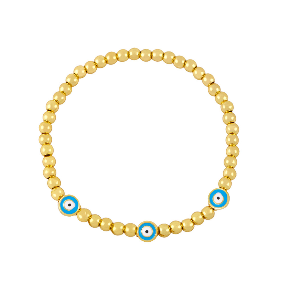 Cross-Border Amazon Hot Sale European and American New Personalized Golden Ball Bracelet Devil's Eye Elastic Bracelet Bre49