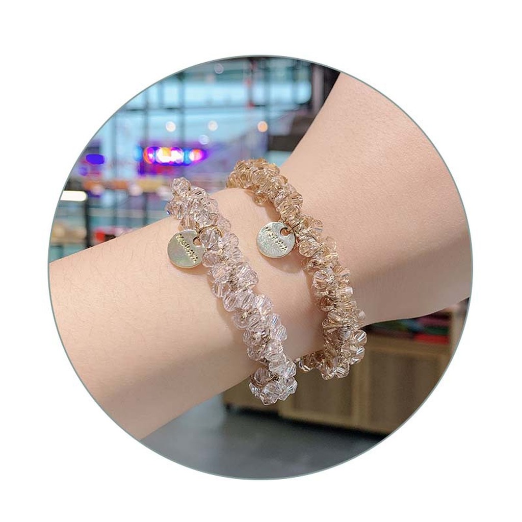 Crystal Head Rope Women's Korean-Style Hair Elastic Band Harmless Hair Elastic Pearl Hair Rope Bracelet Dual-Use Crystal Head Rope Women's Korean-Style Hair Elastic Band Harmless Hair Elastic Pearl Hair Rope Bracelet Dual-Use