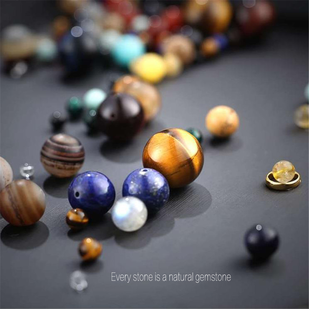 Bifei Spot European and American National Style Universe Galaxy Eight Planets Natural Stone Elastic Bracelet Guardian Planet Bifei Spot European and American National Style Universe Galaxy Eight Planets Natural Stone Elastic Bracelet Guardian Planet