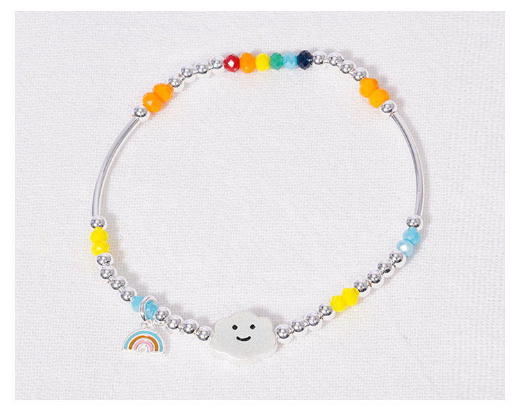 New 925 Sterling Silver Bracelet Korean Ins Special-Interest Design Elastic String Rainbow Sweet Loving Heart Handmade Beaded Bracelet New 925 Sterling Silver Bracelet Korean Ins Special-Interest Design Elastic String Rainbow Sweet Loving Heart Handmade Beaded Bracelet