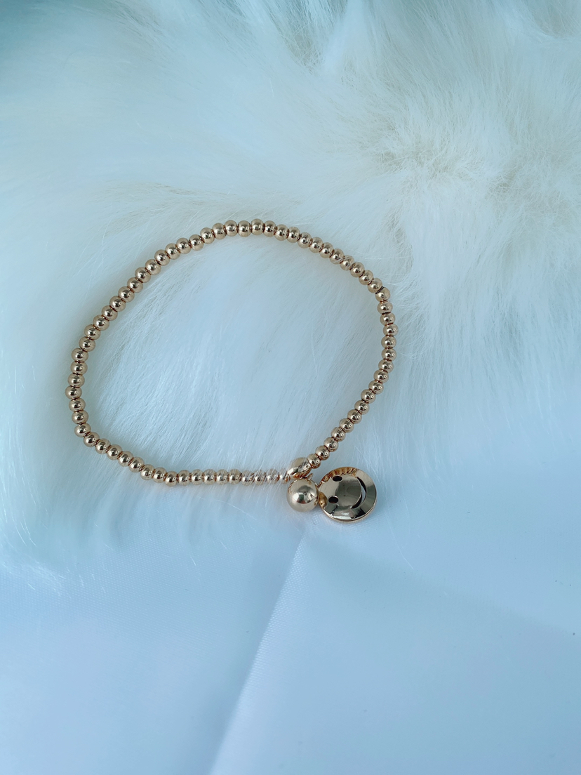 Korean Dongdaemun Titanium Steel Bracelet Smiley Beads round Beads Elastic Rubber Band Bracelet Simple Versatile Women's Korean Dongdaemun Titanium Steel Bracelet Smiley Beads round Beads Elastic Rubber Band Bracelet Simple Versatile Women's