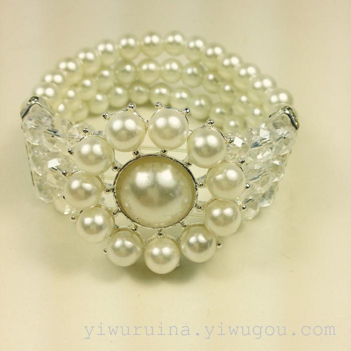 Online e-commerce accessories amazon taobao fashion all-in-one flower drill multi-layer elastic pearl bracelet Online e-commerce accessories amazon taobao fashion all-in-one flower drill multi-layer elastic pearl bracelet