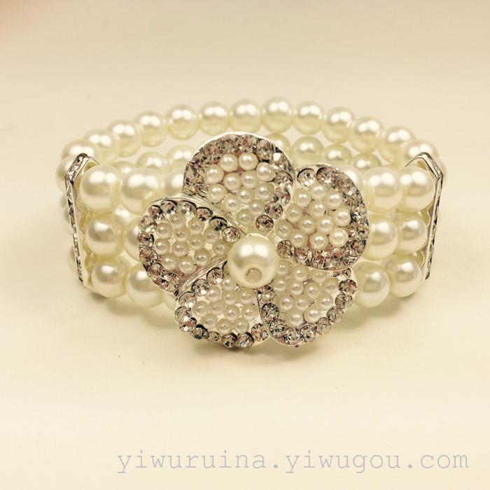 Online e-commerce accessories amazon taobao fashion all-in-one flower drill multi-layer elastic pearl bracelet Online e-commerce accessories amazon taobao fashion all-in-one flower drill multi-layer elastic pearl bracelet