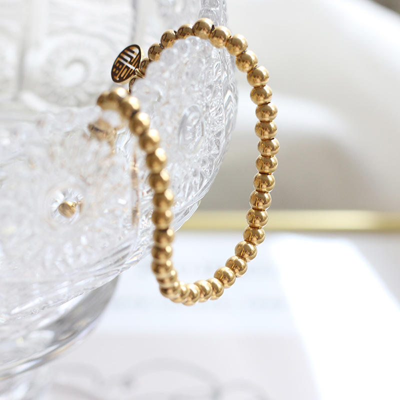 Fu Lu Chinese Style Small Calabash Tassel Small Ball Beads Elastic Bracelet Wrist String Titanium Steel Plated 18K Gold Color Protection for Women Fu Lu Chinese Style Small Calabash Tassel Small Ball Beads Elastic Bracelet Wrist String Titanium Steel Plated 18K Gold Color Protection for Women