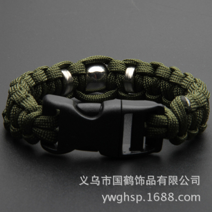 Parachute rope army green Skull Bracelet casual outdoor life saving holiday hand knitting Parachute rope army green Skull Bracelet casual outdoor life saving holiday hand knitting