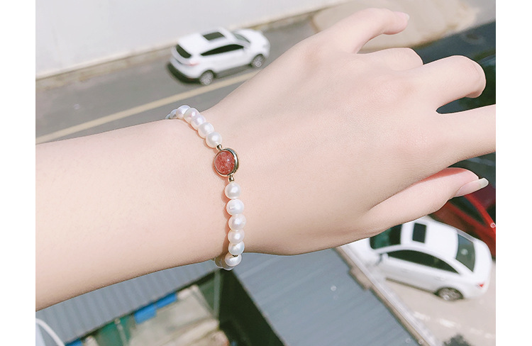 New bracelet hand natural freshwater pearl crystal strawberry crystal shell fish elastic adjustable girl New bracelet hand natural freshwater pearl crystal strawberry crystal shell fish elastic adjustable girl