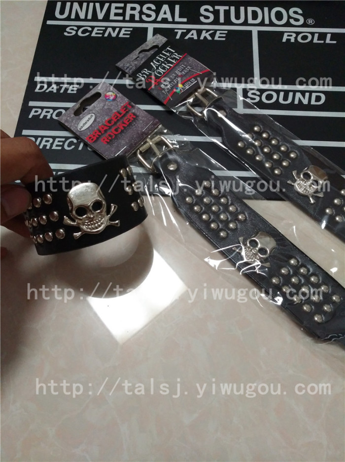 Metal rivets skull bracelet metal punk wind leather wristbands Metal rivets skull bracelet metal punk wind leather wristbands