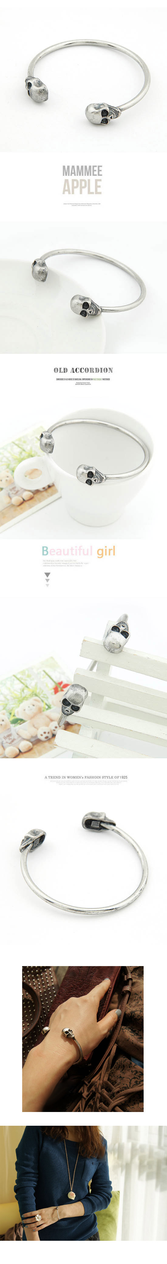 Korean fashion retro skull openings on both sides of bracelet Korean fashion retro skull openings on both sides of bracelet