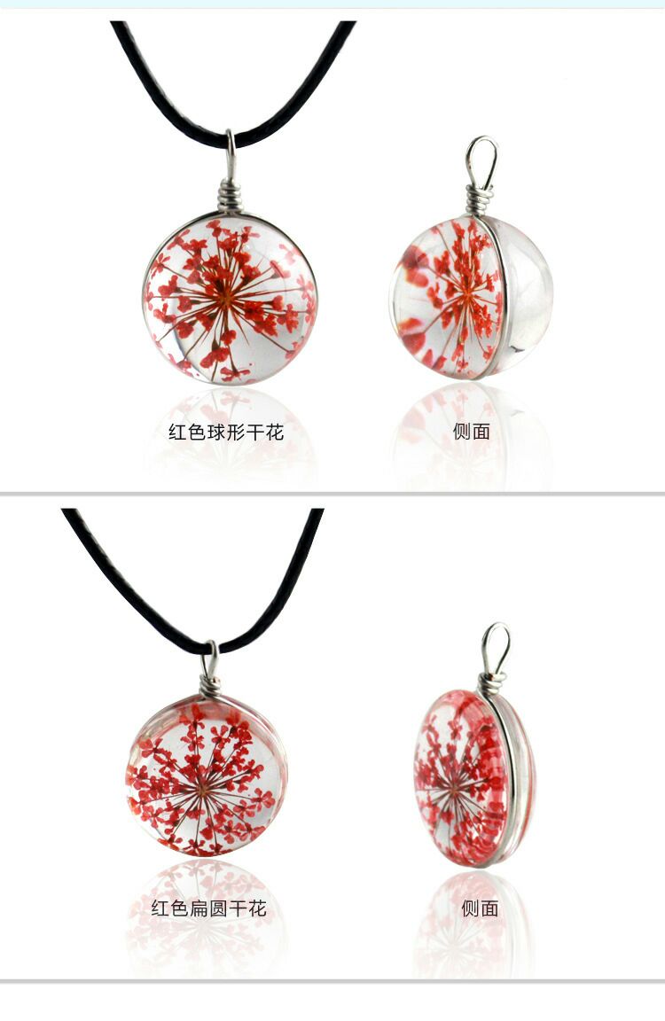 Plant dried flower star necklace time gem glass jewelry creative personality pendant Plant dried flower star necklace time gem glass jewelry creative personality pendant