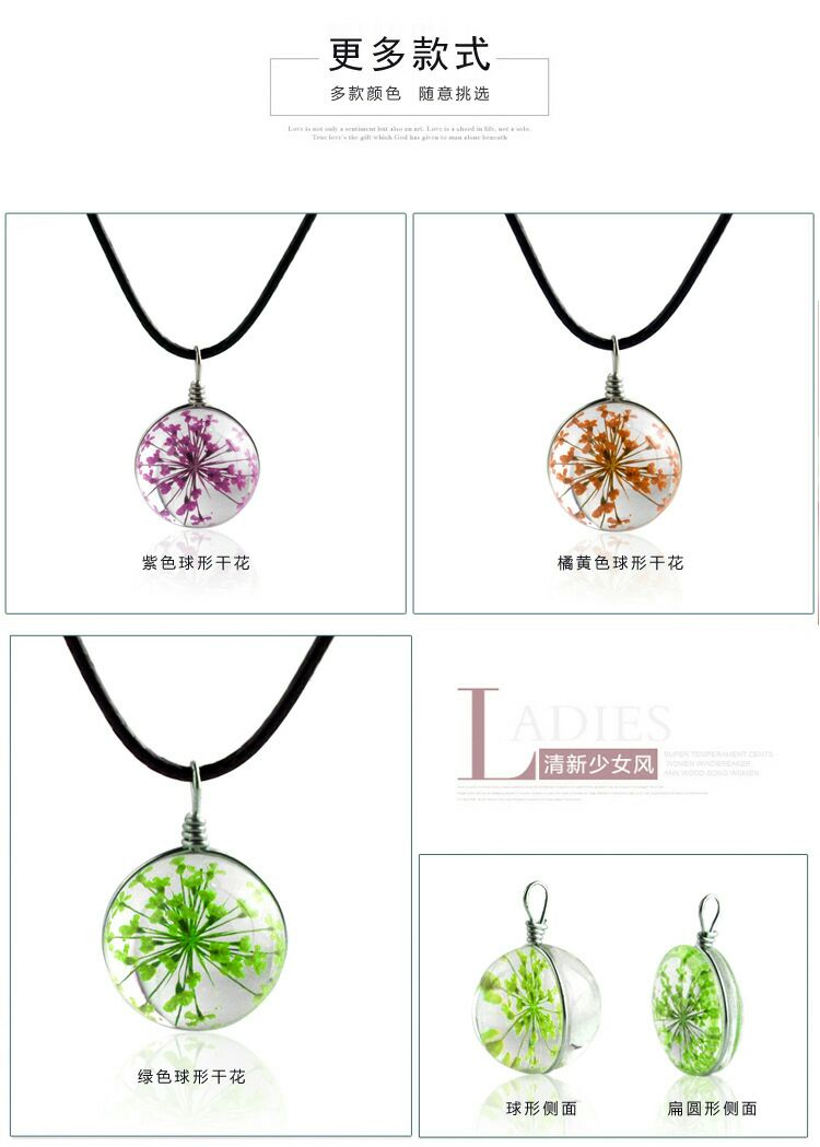 Plant dried flower star necklace time gem glass jewelry creative personality pendant Plant dried flower star necklace time gem glass jewelry creative personality pendant