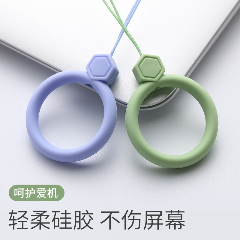 Silicone Ring Little Fan Lanyard Creative Cartoon Gem Kettle Tea Cup Pendant Cute Drop-Resistant Silicone Lanyard
