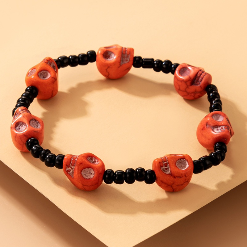 Amazon Cross-Border 2021 New Bracelet Halloween Skull Color Bead Elastic String Personalized Bracelet Amazon Cross-Border 2021 New Bracelet Halloween Skull Color Bead Elastic String Personalized Bracelet