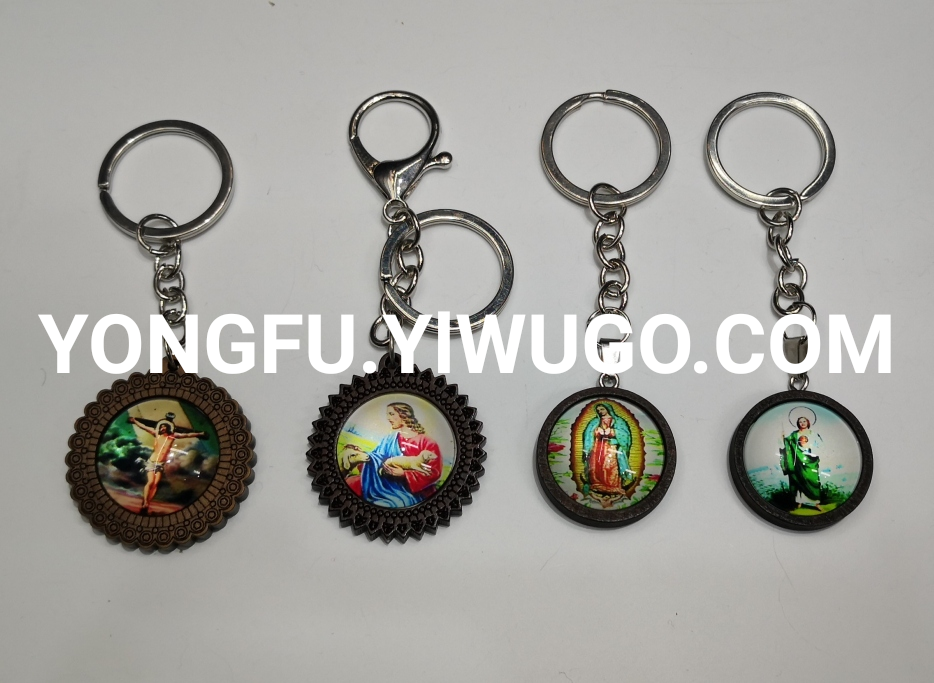 Time gem key chain wooden base religious key chain