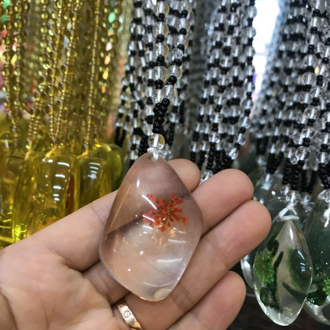 Plant dried seaweed necklace time gem checking glass drop shaped jewelry diy creative move necklace