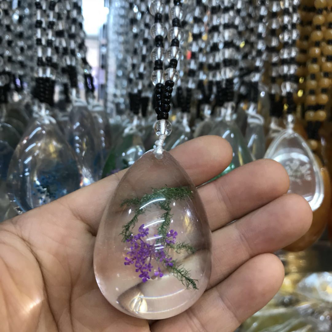 Plant dried seaweed necklace time gem checking glass drop shaped jewelry diy creative move necklace